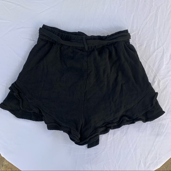 Lush black high rise boho ruffle linen shorts flutter costal cowgirl old… - Picture 6 of 8